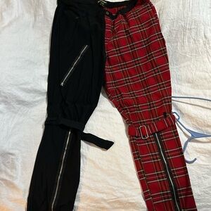 Trendy Black and Red Plaid Pants
